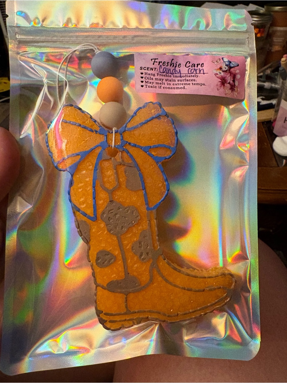 Kids Orange Cowboy Boot Air Freshener
